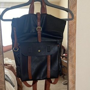 Black and brown backpack